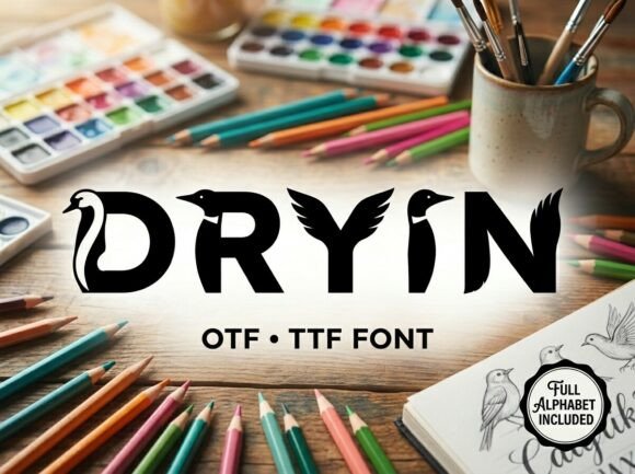 Dryin: Where Typography Meets Nature's Silhouette